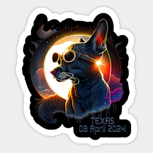 Solar Eclipse 2024 Texas Dog ing Solar Eclipse Sticker